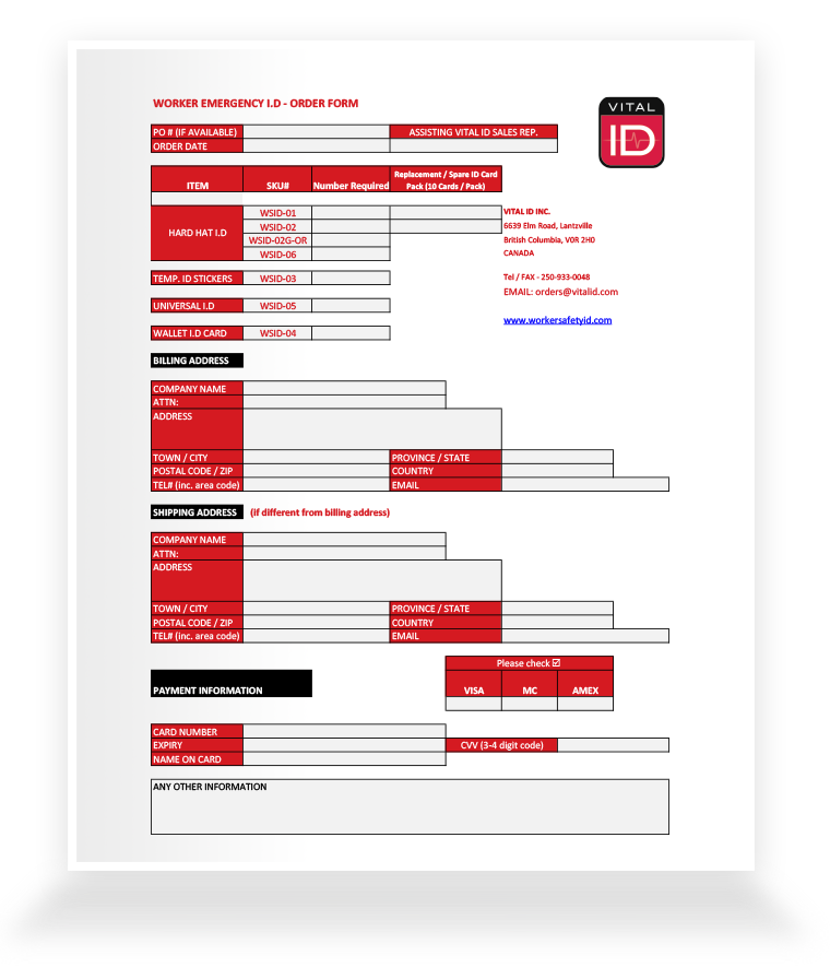 Vital ID order form WSID PNG